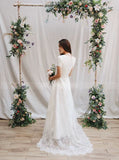 Vintage Wedding Dress,Lace Wedding Dresses,Wedding Dress with Sleeves,Rustic Wedding Dress,WD00207