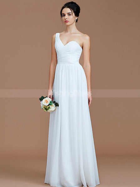 White Bridesmaid Dresses,One Shoulder Bridesmaid Dress,Long Bridesmaid Dress,BD00234