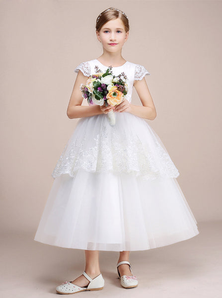 White Flower Girl Dresses,Princess Junior Bridesmaid Dress,JB00038 ...