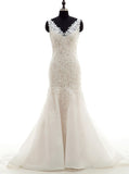 White Mermaid Wedding Dresses,Lace Wedding Gown,Trendy Bridal Dresses,WD00032