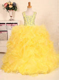 Yellow Little Princess Gowns,Ruffled Stunning Little Girls Pageant Dresses,GPD0050